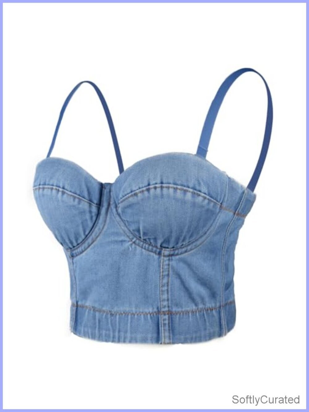 Bustier Crop Top Jean Corset Top Bra with Detachable Straps